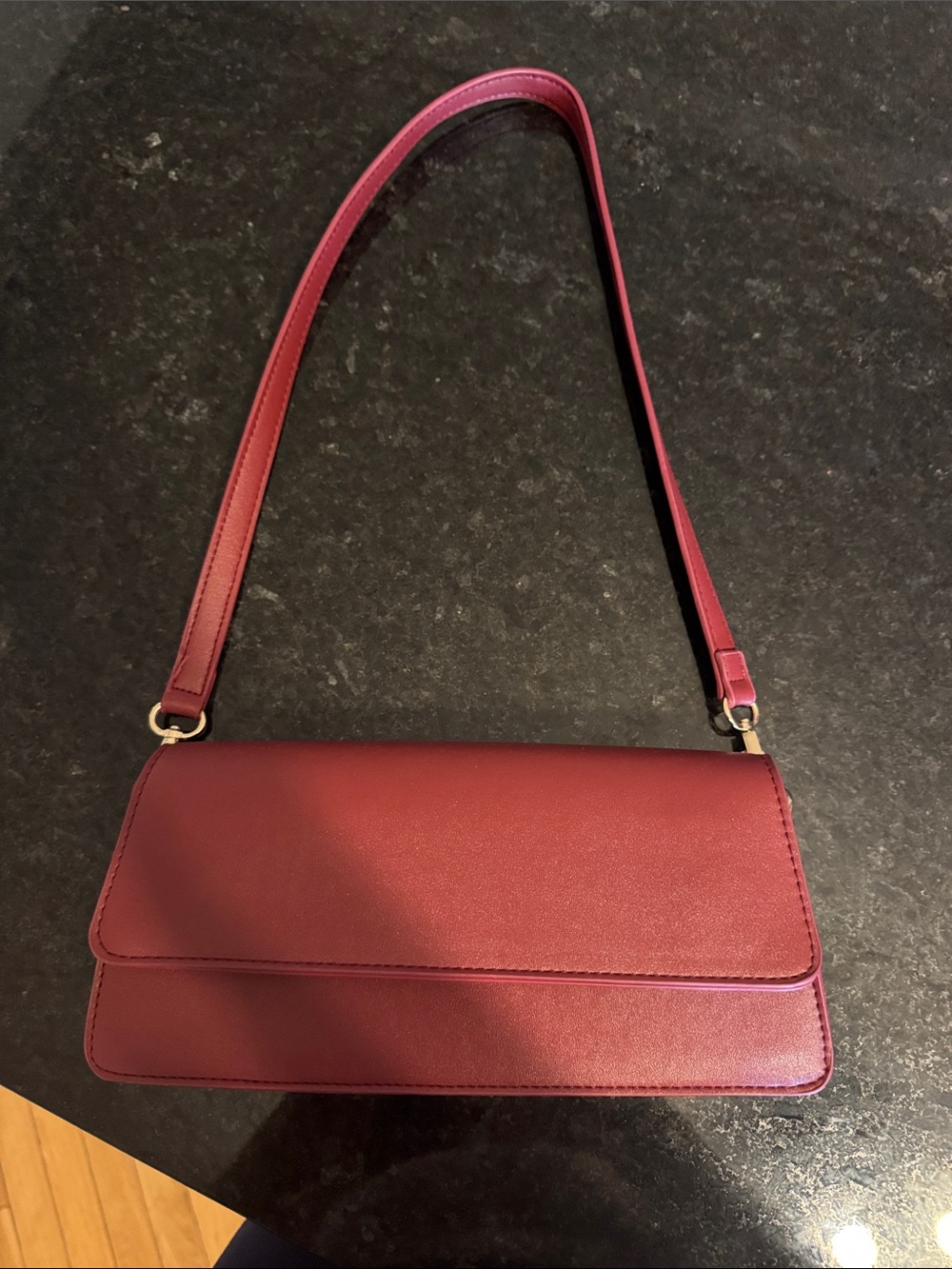 Sleek Burgundy Shoulder Bag - Red